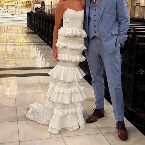 V. Chapman Milano Set 0 ruffle set removable train corset top - Picture 3 of 6